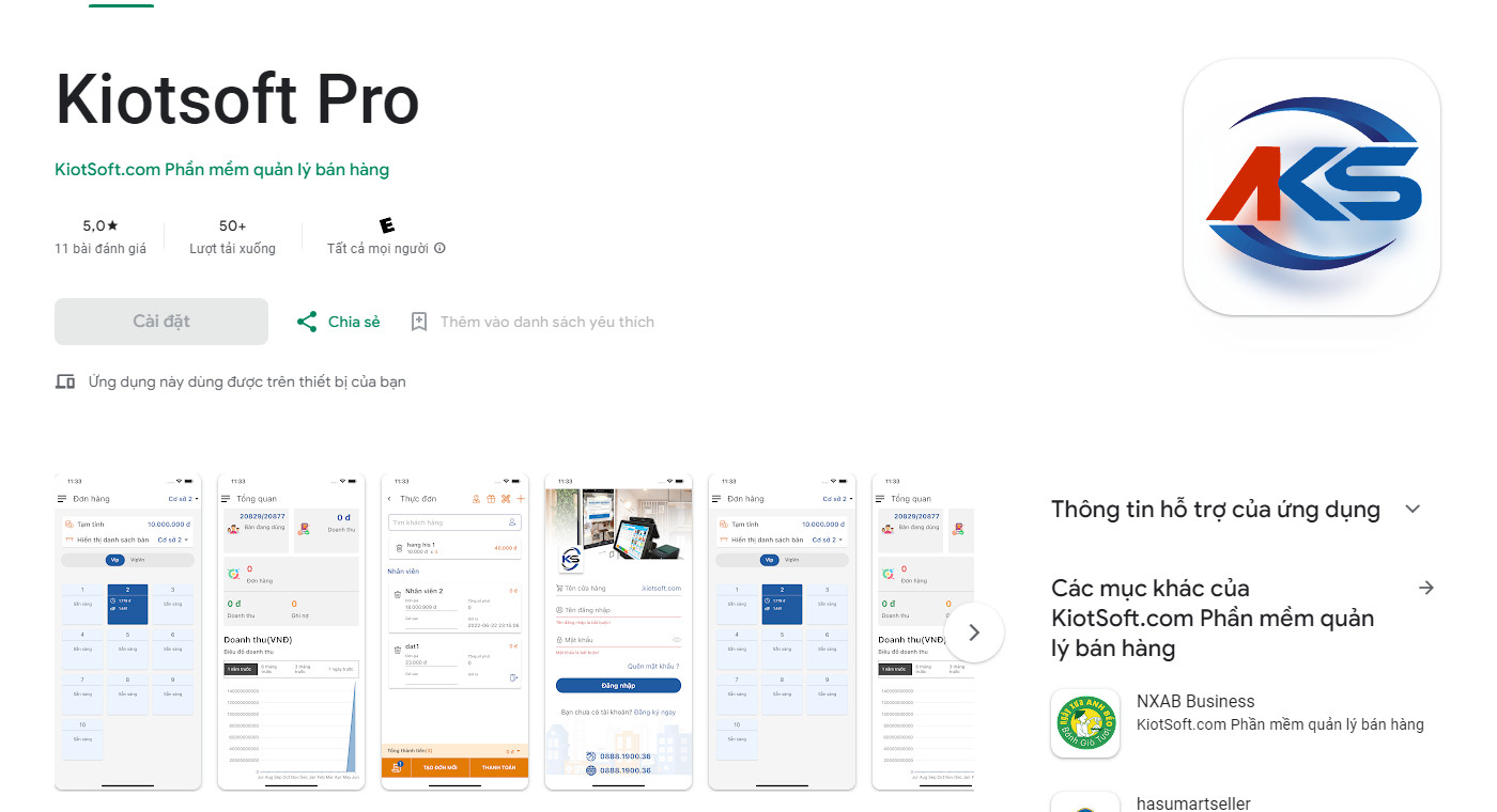 Câp nhật app KiotSoft Pro